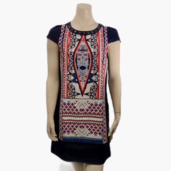 Dorothy Perkins Blue & Red Cap Sleeve Dress - Picture 1 of 11